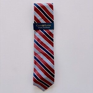 Club Room Estate Neckwear Men’s Silk Red Navy Striped Neck Tie